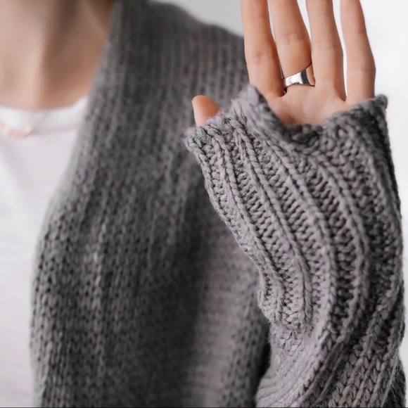 Long Gray Cozy Sweater Cardi - Picture 7 of 8